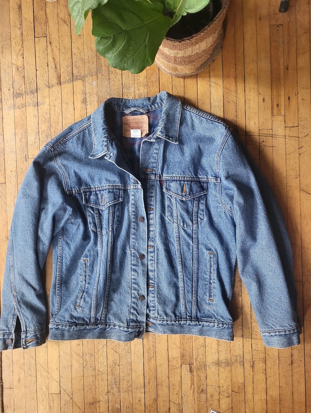Men's Vintage Levi's Denim Jacket With Flannel Lining Sz Xl